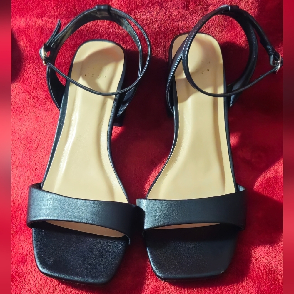 A New Day Black Ankle-Strap Open Square-Toe Sandals - Size 7.5W